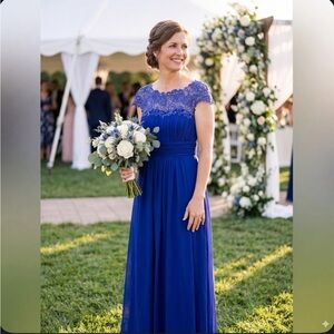 Ever Pretty Royal Blue Lace Chiffon Gown NWT